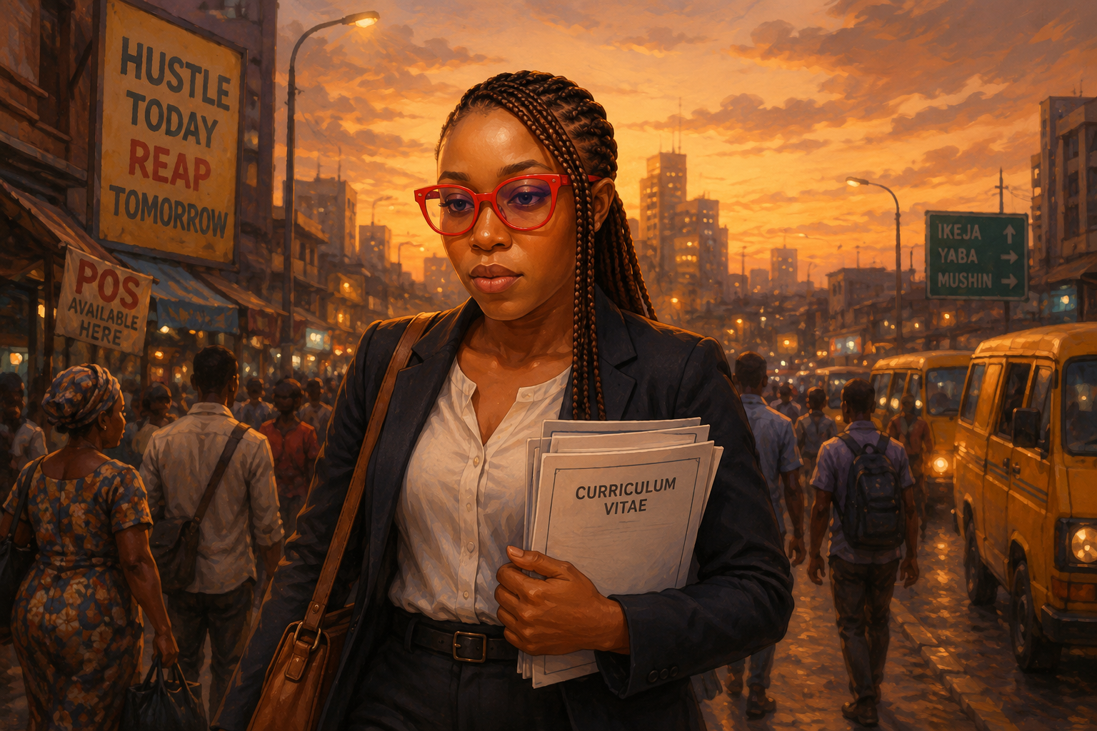 Young woman handing out CVs in Port Harcourt